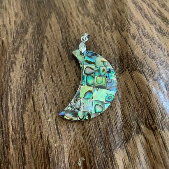 Hanging Crescent Moon formed from Abalone Shell - Pendant - Picture 3 of 7